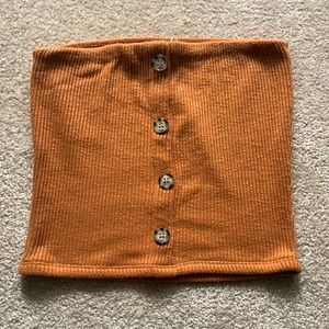 Ribbed button up bandeau crop top